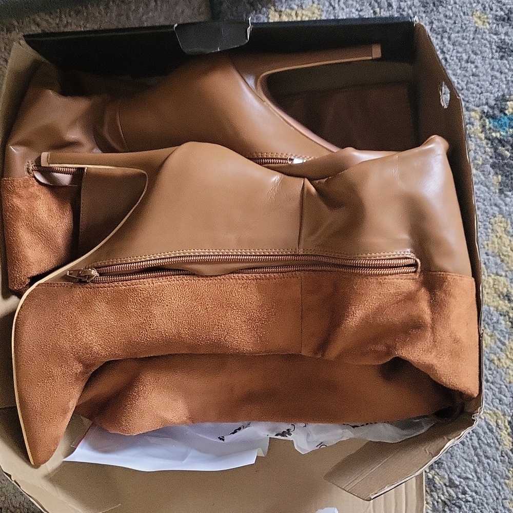 Carmel brown Suede/Leather Thigh length boots.